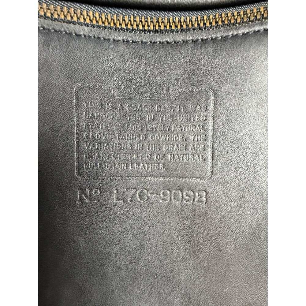 Coach vintage Black Leather Tote Bag With Dual Top Handles & Zippered Compartmen - Picture 6 of 9